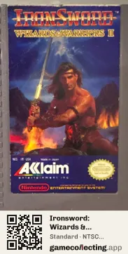 Ironsword: Wizards & Warriors II Nintendo Entertainment System, NTSC cartridge label