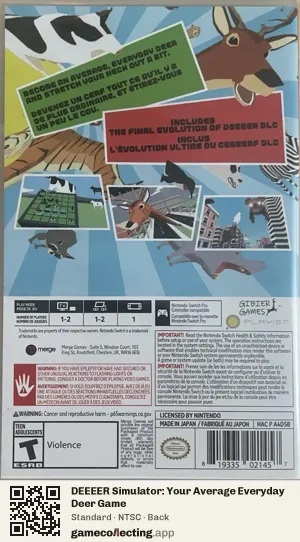 DEEEER Simulator: Your Average Everyday Deer Game Nintendo Switch, NTSC box back