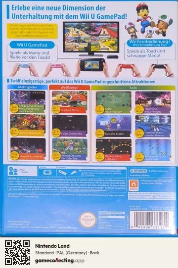 Nintendo Land Nintendo Wii U, Germany box back