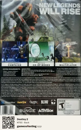 Destiny 2 Computer, NTSC box back