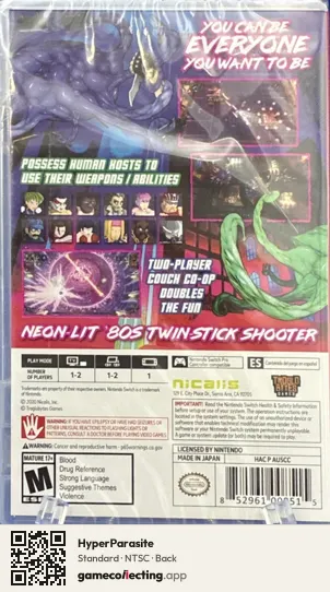 HyperParasite Nintendo Switch, NTSC box back