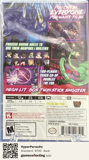 HyperParasite Nintendo Switch, NTSC box back