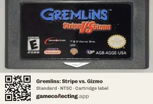 Gremlins: Stripe vs. Gizmo Game Boy Advance, NTSC cartridge label