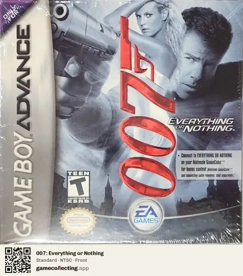 007: Everything or Nothing Game Boy Advance, NTSC box front