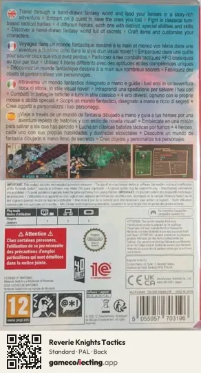 Reverie Knights Tactics Nintendo Switch, PAL box back