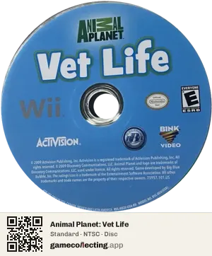 Animal Planet: Vet Life Nintendo Wii, NTSC disc