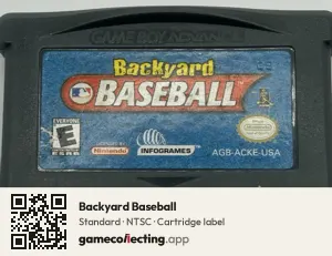 Backyard Baseball Game Boy Advance, NTSC cartridge label