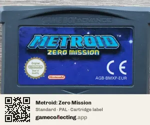 Metroid: Zero Mission Game Boy Advance, PAL cartridge label