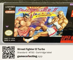 Street Fighter II Turbo Super Nintendo Entertainment System, NTSC cartridge label
