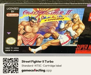 Street Fighter II Turbo Super Nintendo Entertainment System, NTSC cartridge label
