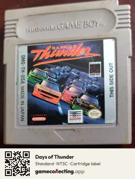 Days of Thunder Game Boy, NTSC cartridge label