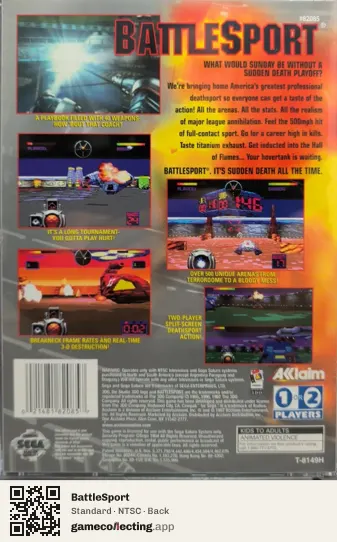 BattleSport Sega Saturn, NTSC box back