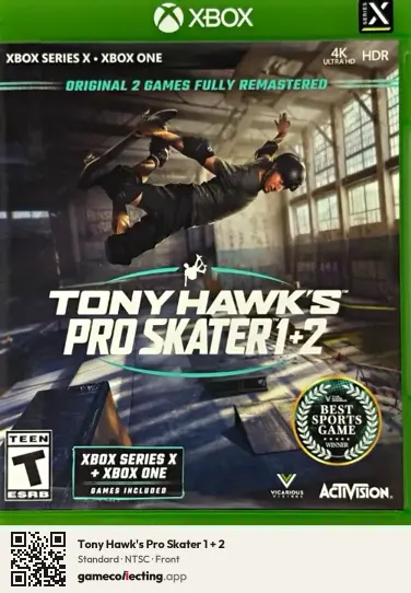 Tony Hawk's Pro Skater 1 + 2 Xbox Series X, NTSC box front