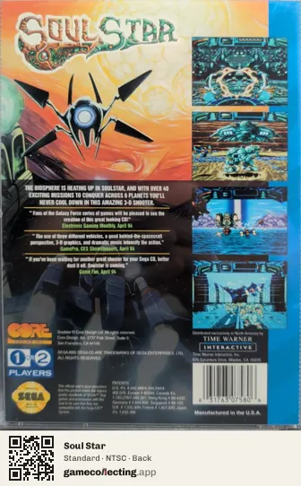Soul Star Sega Mega-CD / Sega CD, NTSC box back