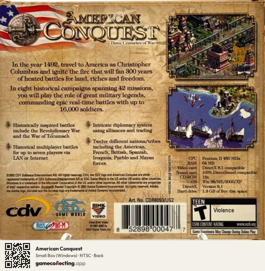 American Conquest Computer, NTSC box back