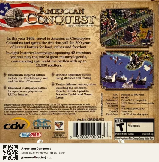 American Conquest Computer, NTSC box back
