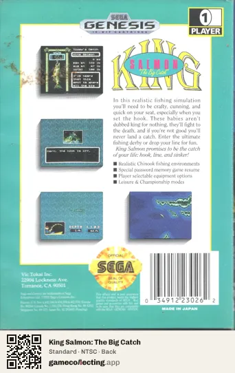 King Salmon: The Big Catch Sega Mega Drive / Genesis, NTSC box back