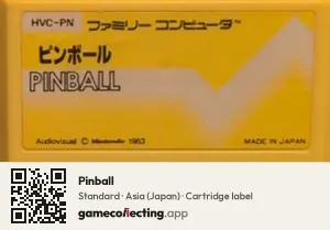 Pinball Nintendo Entertainment System, Asia cartridge label