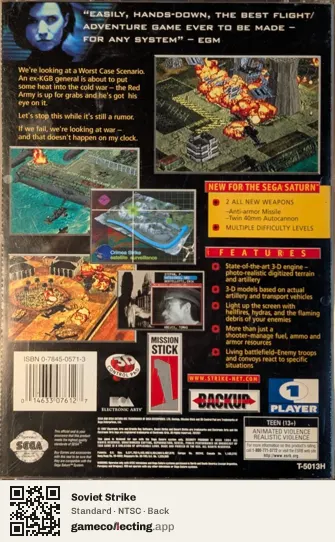 Soviet Strike Sega Saturn, NTSC box back