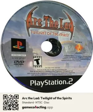 Arc the Lad: Twilight of the Spirits PlayStation 2, NTSC disc