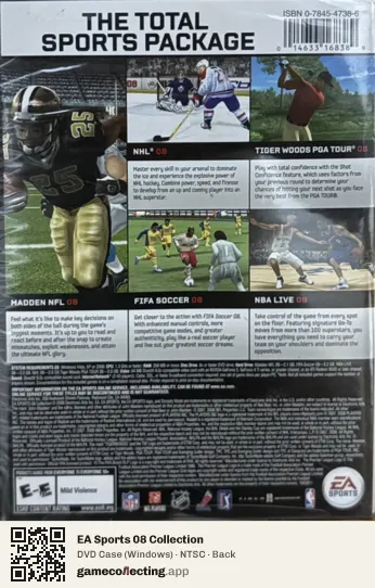 EA Sports 08 Collection Computer, NTSC box back