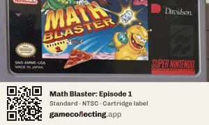 Math Blaster: Episode 1 Super Nintendo Entertainment System, NTSC cartridge label