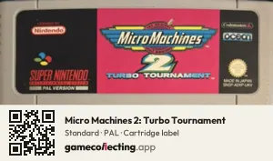 Micro Machines 2: Turbo Tournament Super Nintendo Entertainment System, PAL cartridge label
