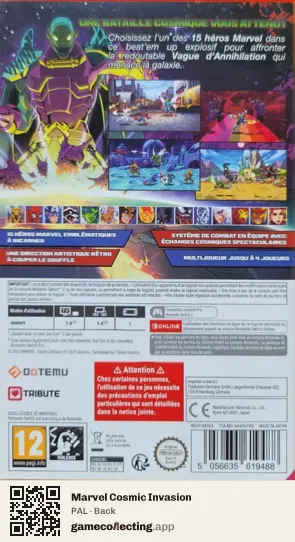 Marvel Cosmic Invasion Nintendo Switch 2, PAL box back