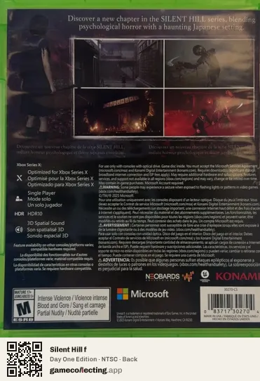 Silent Hill f Xbox Series X, NTSC box back