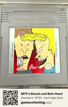 MTV's Beavis and Butt-Head Game Boy, NTSC cartridge label