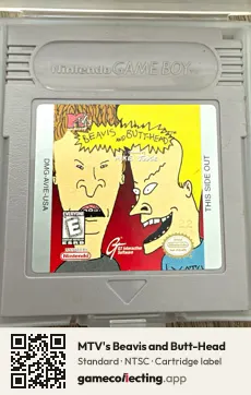 MTV's Beavis and Butt-Head Game Boy, NTSC cartridge label