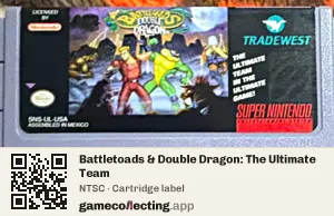 Battletoads & Double Dragon: The Ultimate Team Super Nintendo Entertainment System, NTSC cartridge label