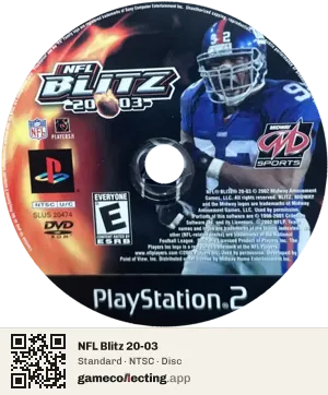 NFL Blitz 20-03 PlayStation 2, NTSC disc