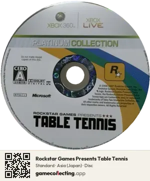 Rockstar Games Presents Table Tennis Xbox 360, Asia disc