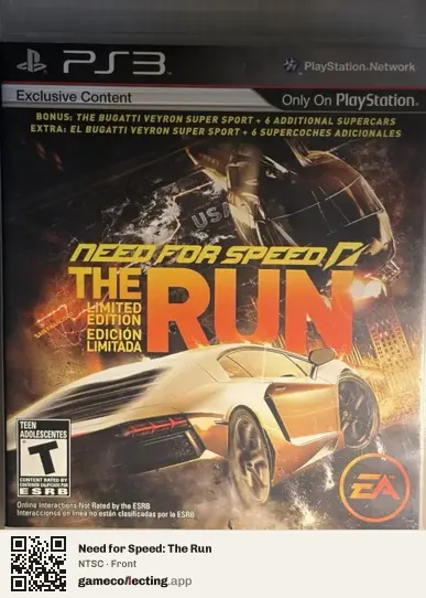 Need for Speed: The Run PlayStation 3, NTSC box front