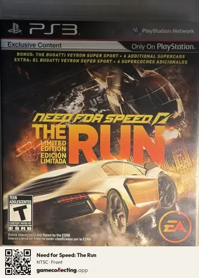 Need for Speed: The Run PlayStation 3, NTSC box front