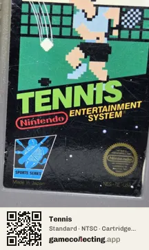 Tennis Nintendo Entertainment System, NTSC cartridge label