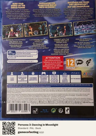 Persona 3: Dancing in Moonlight PlayStation 4, PAL box back