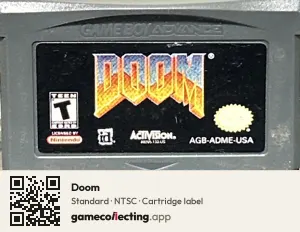Doom Game Boy Advance, NTSC cartridge label