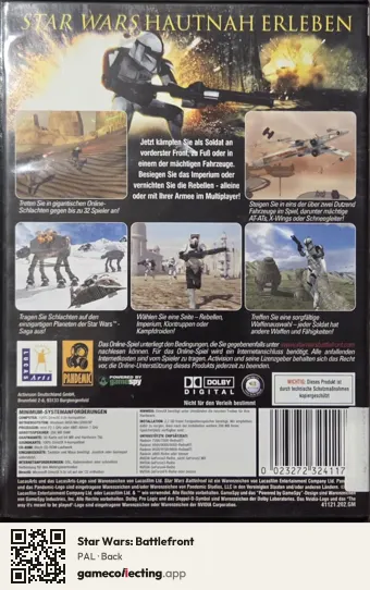Star Wars: Battlefront Computer, PAL box back