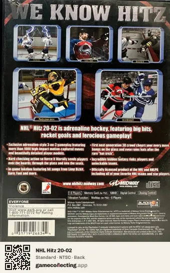 NHL Hitz 20-02 PlayStation 2, NTSC box back