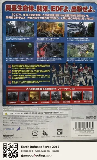 Earth Defense Force 2017 Xbox 360, Asia box back