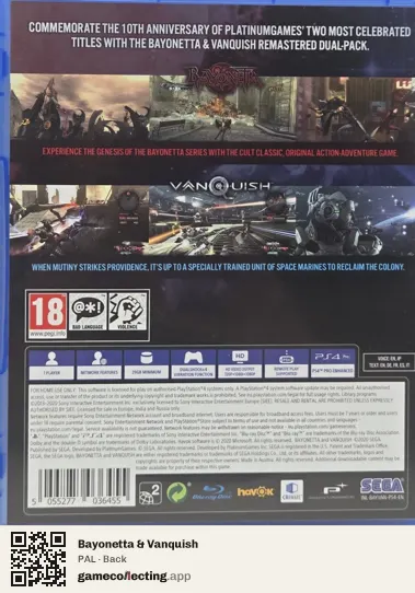 Bayonetta & Vanquish PlayStation 4, PAL box back