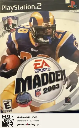Madden NFL 2003 PlayStation 2, NTSC box front