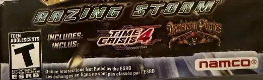 Time Crisis: Razing Storm, the ESRB box on its front