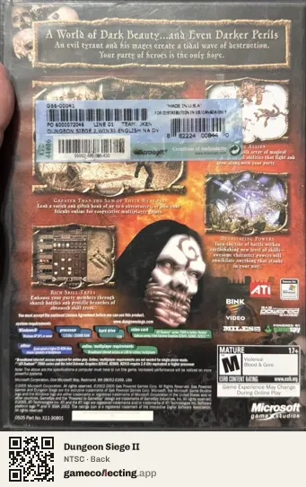 Dungeon Siege II Computer, NTSC box back