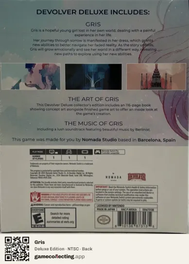 Gris Nintendo Switch, NTSC box back