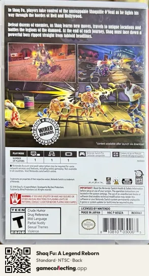 Shaq Fu: A Legend Reborn Nintendo Switch, NTSC box back