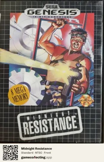 Midnight Resistance Sega Mega Drive / Genesis, NTSC box front