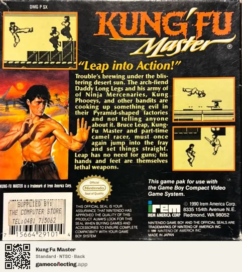 Kung Fu Master Game Boy, NTSC box back